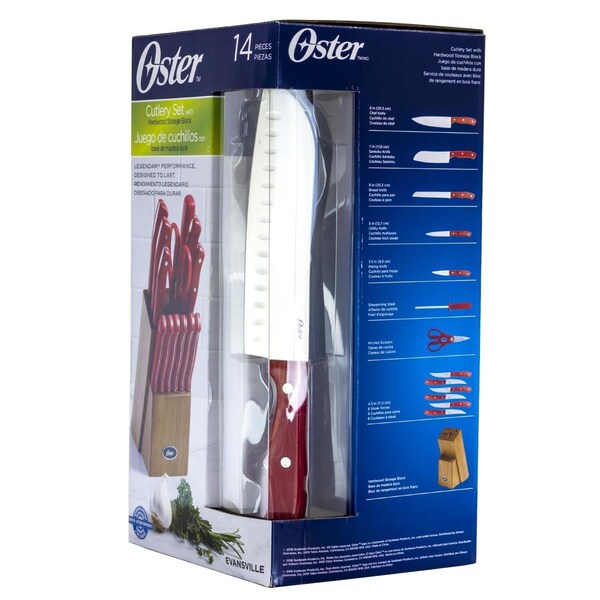 Oster Stainless Steel Cutlery Set with Red Handles - 14 Piece OS336062 - main